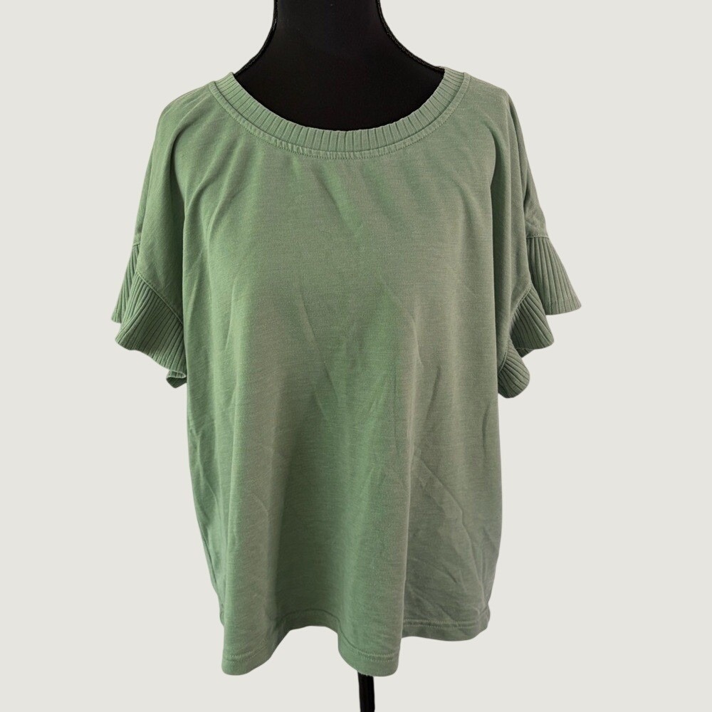 JANE + DELANCEY Green top with fun sleeves XL